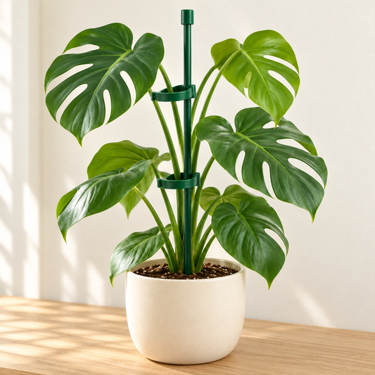 Green Plant Support Stake with Rings — styled scene — product illustration