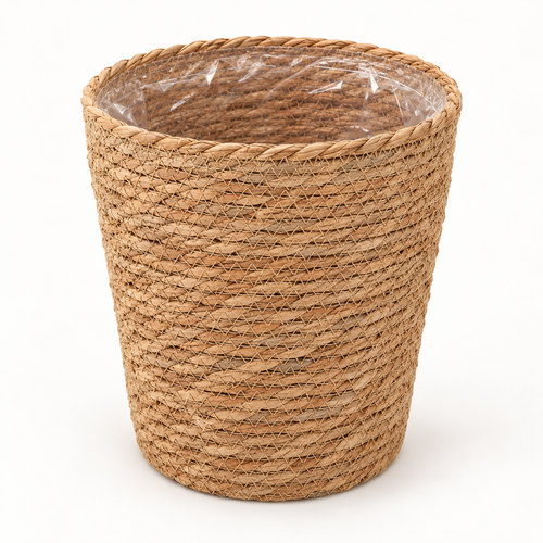 Woven Planter Basket — Natural Tan — product view — product illustration