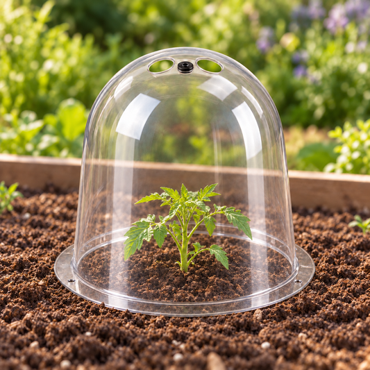 Clear Dome Plant Cloche — styled scene — product illustration